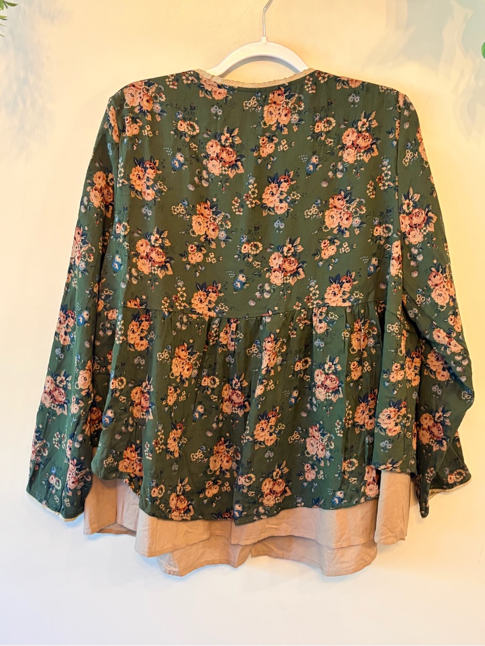 O’NEELE Floral Babydoll Tunic Top XL Boho Prairie Layered Hem - Picture 8 of 8